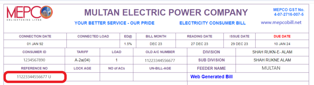 MEPCO Bill ONLINE